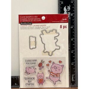 RECOLLECTIONS Valentines Day Pig Stamp & Die Set 8 PIECES 571470 CUPID